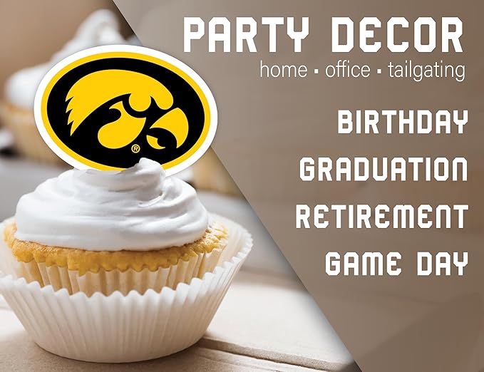 Iowa Hawkeyes Cupcake Topper Party Supplies for Hawks Football, Birthday, Graduation Party Decorations (24 Pieces) (Iowa Hawkeyes)