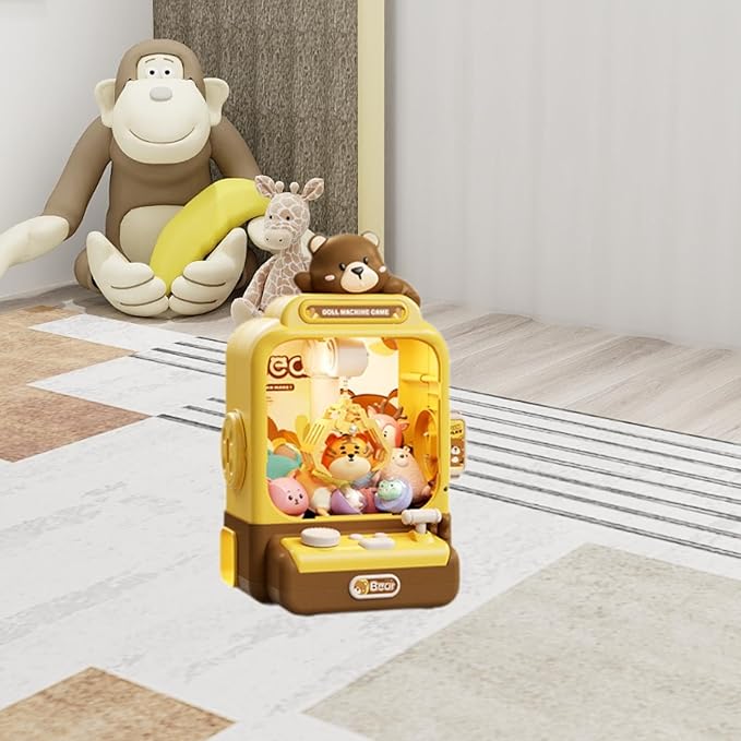 Yiju Electronic Claw Machine Prize Dispenser Toy and Sounds Grabber Plush Kids Vending Toy for Kids Children Boys Girls, Brown