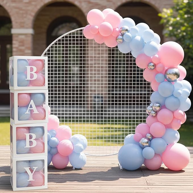 RUBFAC Pink and Blue Balloons 129pcs Different Sizes Pack of 18 12 10 5 Inch, Latex Gender Reveal Balloon Garland Arch Kit for Birthday Party Wedding Anniversary Baby Shower Decoration