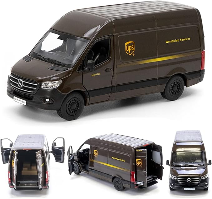 KiNSMART - UPS Mercedes-Benz Sprinter + United States Postal Mail Truck Grumman LLV 5 Inch Die Cast Metal Model Toy Van & Trucks SetOf2