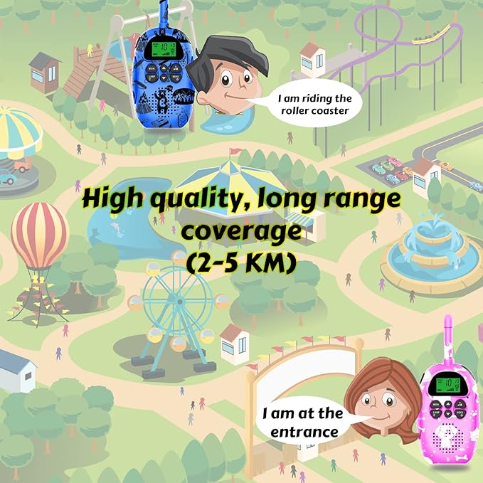 USA-Designed KidzAdventure Rechargeable Walkie Talkies for Kids 2 Pack - 48 Hours Battery 3 Miles Range 22 Channels 2 Way Radio Voice Activation. Best Hiking, Camping & Outdoor Kids Toy Gift Ages 5-10
