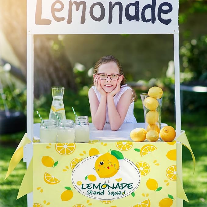 45" x 31" Lemonade Tablecloth for Lemonade Stand Supplies Lemon Table Cover for Kids Lemon Party Supplies Summer Beach Picnic Birthday Party Decorations(Yellow)
