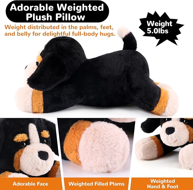 Bernese Mountain Dog Weighted Stuffed Animals - 28 Inch 5.0 Pounds Weighted Plushies Dog Stuffed Animal - Large Plush Pillow - Cute Plush Toy Gift for Kid & Adults (28" 5.0 lbs)