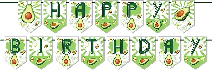 CC HOME 1pcs Avocado Theme Banner Party Supplies for Avocado Fruit Decorations Birthday Party Bunting Banner