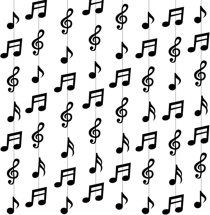 8PCS Music Notes Party Decorations, Black Musical Note Hanging Swirl, Music Theme Party Supplies, Musical Notes Garland for Concerts, Music-Theme Parties, Birthdays, Weddings and Baby Showers