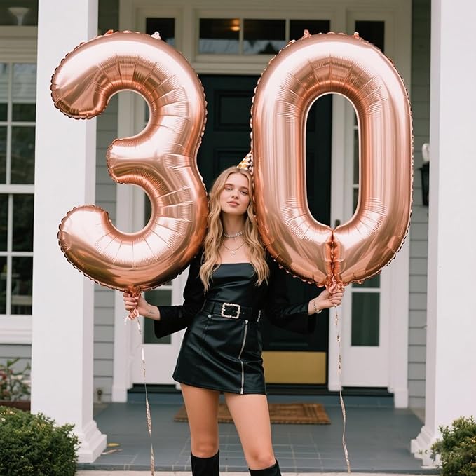 Rose Gold 40 Inch Jumbo Number 0 Balloons Foil Mylar Helium Balloons for 10 20 30 40 50 100 Champagne Gold Numbers Balloons Birthday & Anniversary Decorations Photo Props Decorations Supplies