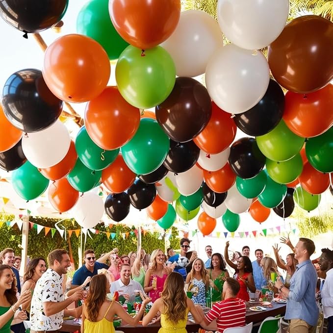 Football Balloons, 12 Inch Football Party Balloons, Dark Green and Black Balloons White and Brown Football Printed Latex Balloons for Boys Birthday Touch Down Rugby Sport Theme Party Decor