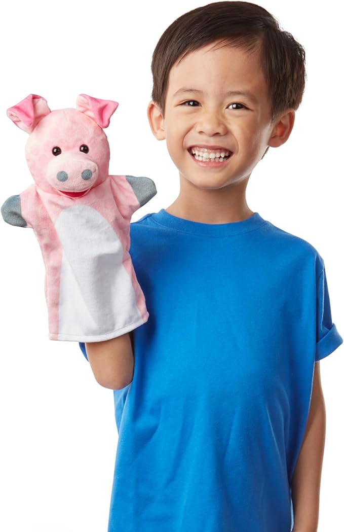 Melissa & Doug Barn Buddies Hand Puppets, Set of 6 (Cow, Sheep, Horse, Duck, Chicken, Pig)