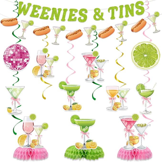 Weenies Tinis Martini Party Decorations Include Weenies Tinis Glitter Banners Hanging Swirls Honeycomb Centerpiece Hot Dog Weenies Tinis Theme Party Supplies For Bachelorette Party