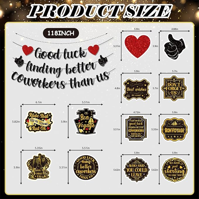 Going Away Party Decorations Include Good Luck Finding Better Coworkers Than Us Banners Hanging Swirls Honeycomb Centerpieces Farewell Theme Party Supplies