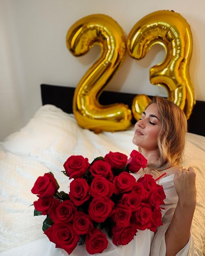 23 Balloon Number 40 Inch, Big Foil 23th Birthday Balloons Decorations for Women, Gold Number Balloon for 2 3 23 32 Wedding Memorial Day's Graduation Supplies