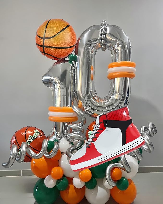 Basketball balloons sports party supplies basketball shoes balloon basketball snesker shoes balloon for men teen boys birthday party decoration