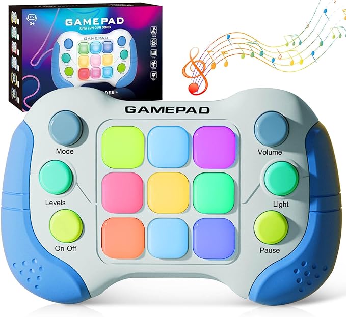 Christmas Fast Push Game Fidget Toys Handle, Upgraded Flashing Quick Press Games Pro for Kids, Speed Push Light Up Fidget Game, Educational Handheld Console Gamepad Toy for Boys, Girls (Blue)