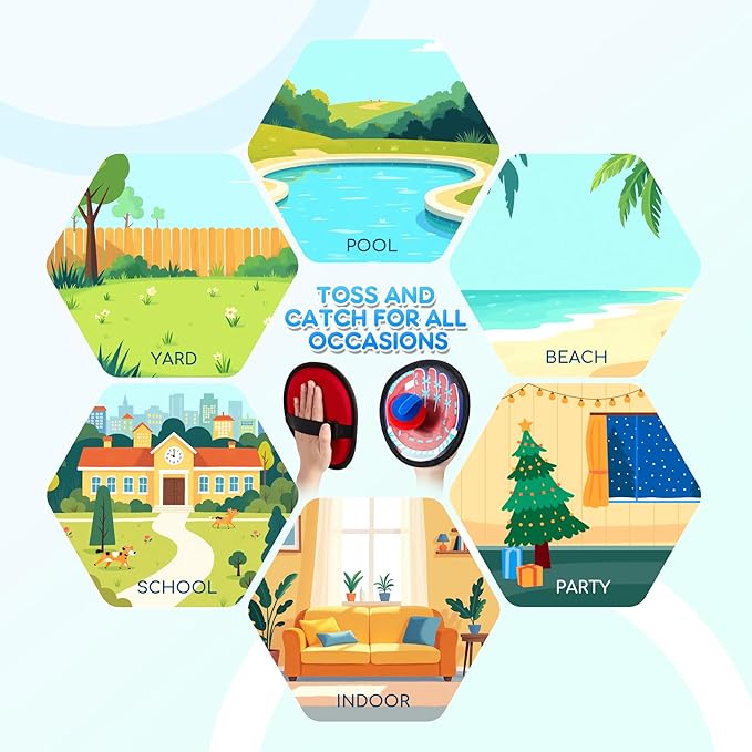 Playzap Toss and Catch Ball Set - Baseball Glove Toy Indoor Outdoor Yard Game & Beach/Pool/Sand Toy Set 2 Pack or 4 Pack - Easter Basket Stuffers for Toddlers Kids Youth Boys Girls 2-4 5-7 8-13+ Yrs