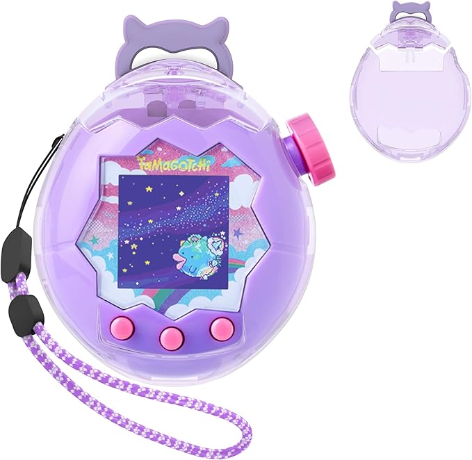 for Tamagotchi Paradise Clear Case and Replacement Lid Set, Ideal for DIY Fans, Collectors and Display, for Paradise Tamagotchi Accessories, with Lanyard (No Device/Film)