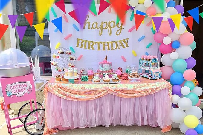Piokio 100ft Colorful Flag Banner Party Celebrations Graduation Decorations, for Party, Birthdays, Classroom Decorations