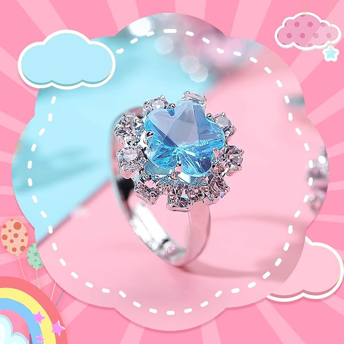 PinkSheep Jewel Rings for Kids 24pc Adjustable No duplication Girl Pretend Play and Dress Up Rings