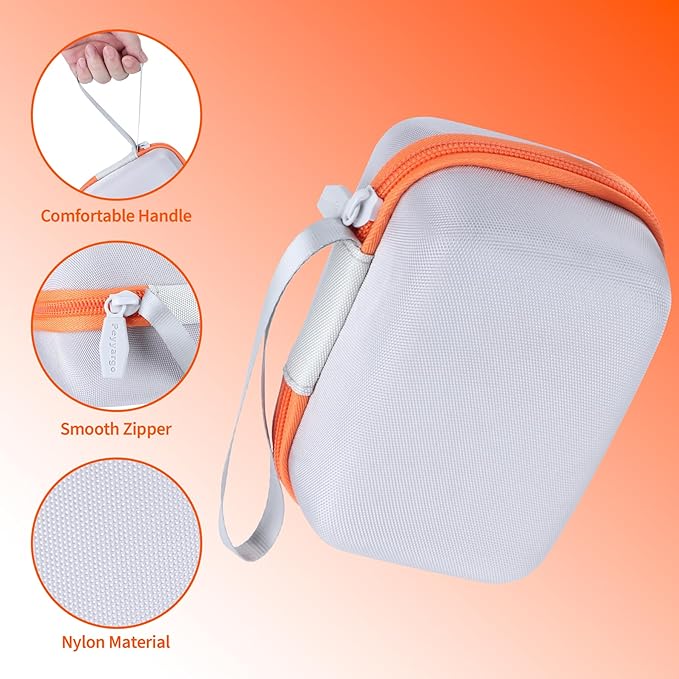 Storage Case Compatible with Yoto Mini Kids Audio Player Travel Device Plays Stories Music Podcast Radio Speaker (White + Orange Zipper)