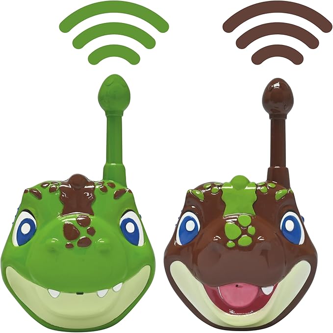 Lexibook, Dinosaur, Dinosaur 3D walkie-talkies, 500m Range, 2 Communication Channels, Belt Clip, Grey/Brown, TW18DINO