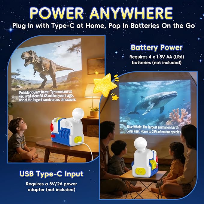 Story Projector for Kids, Educational Story Dream Machine with 32 Stories & 4 Science Cartridges, Audio Books for Toddlers, Night Light & White Noise, Bedtime Story Player