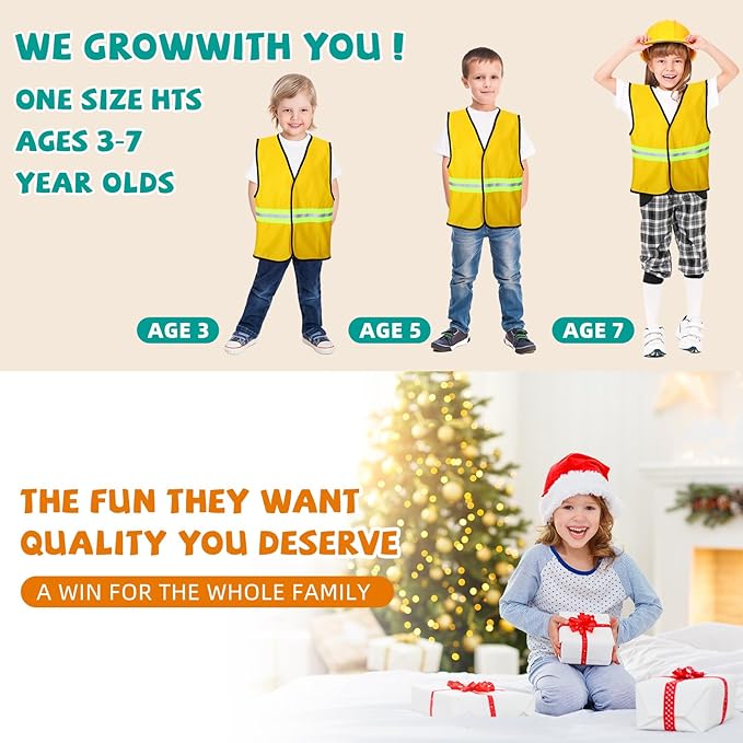 Vicenpal 8 Sets Pretend Play Kids Costumes Set Christmas Gifts Washable Chef Construction Policeman Fireman Doctor Astronaut Costumes for Boys Toddler Girls Kids