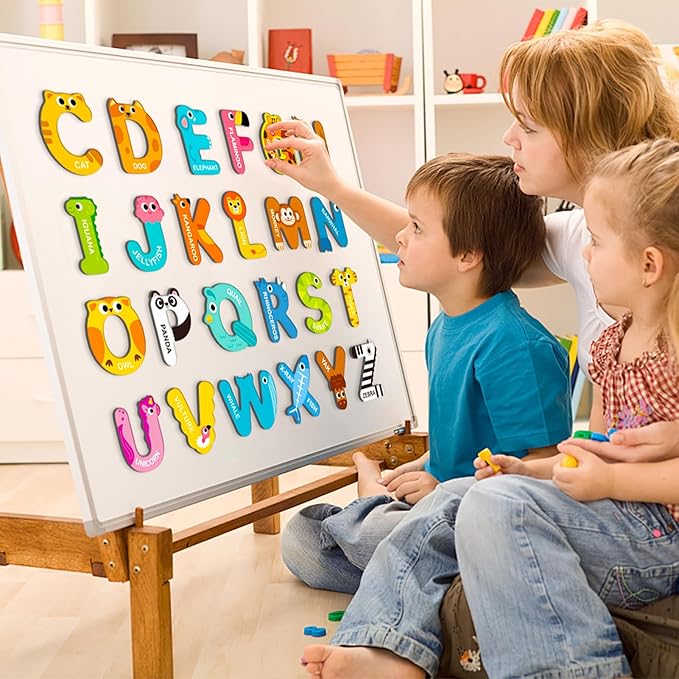 Magnetic Letters for Toddlers 1-3, 26PCS Cute Animal Alphabet Magnets Letters Learning Toys for Toddlers 1-3 Uppercase ABC Magnets for Refrigerator Best Gifts for Birthday Easter Basket Stuffers