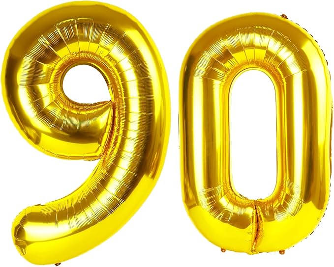 40 Inch Gold Balloon Number 90 Balloon,Jumbo Mylar Foil Helium Balloon for 90 Birthday Digital Balloons for Birthday Party,Wedding Anniversary Party Decorations