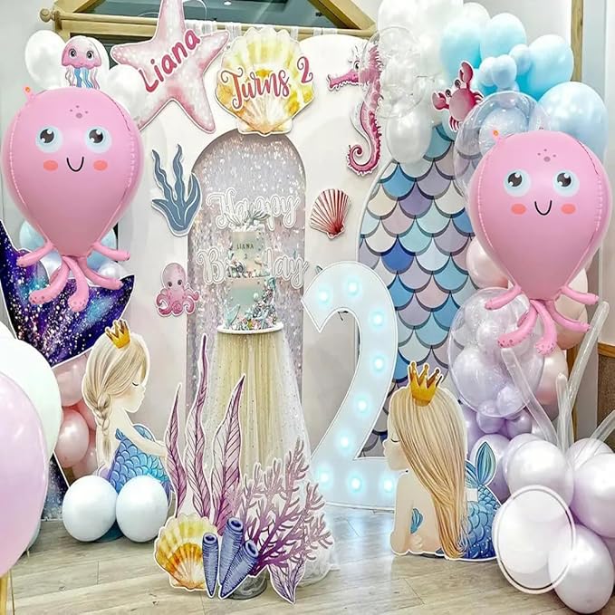 Octopus Balloons,2 PCS 28 Inch Under The Sea Balloons,Octopus Birthday Decorations,Octopus Party Decorations,Under The Sea Party Decorations