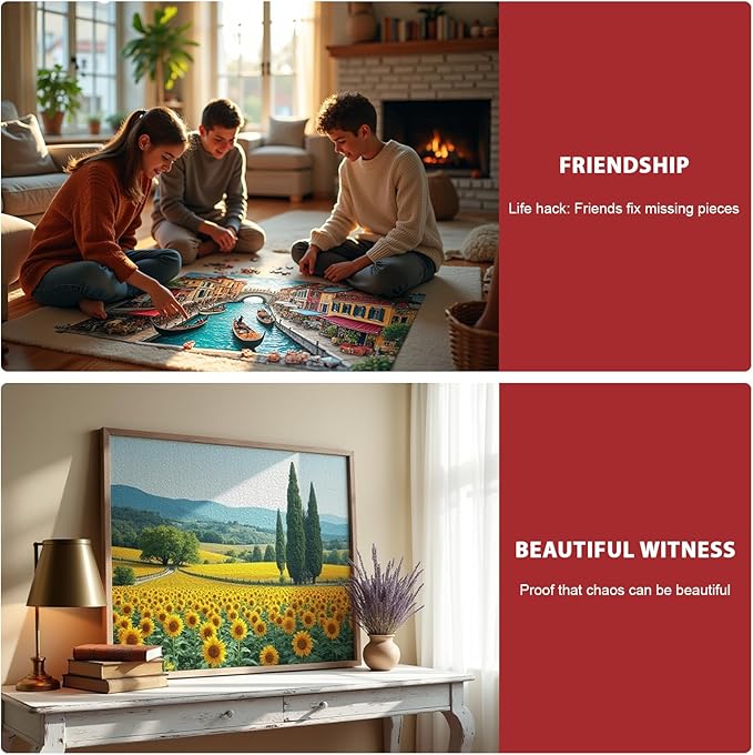 1000 Piece Puzzle for Adults, 2 Pack City and Countryside Jigsaw Puzzles, Landscape Theme, Challenging Puzzles for Family Game Night, Ideal for Home Decor
