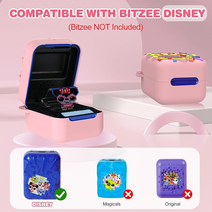 Silicone Case for Bitzee Disney Interactive Toy, Anti-Scratch, Washable, Shockproof Silicone Protective Cover for Bitzee Disney Interactive Toy Electronic Pets Accessories with Lanyard - Pink