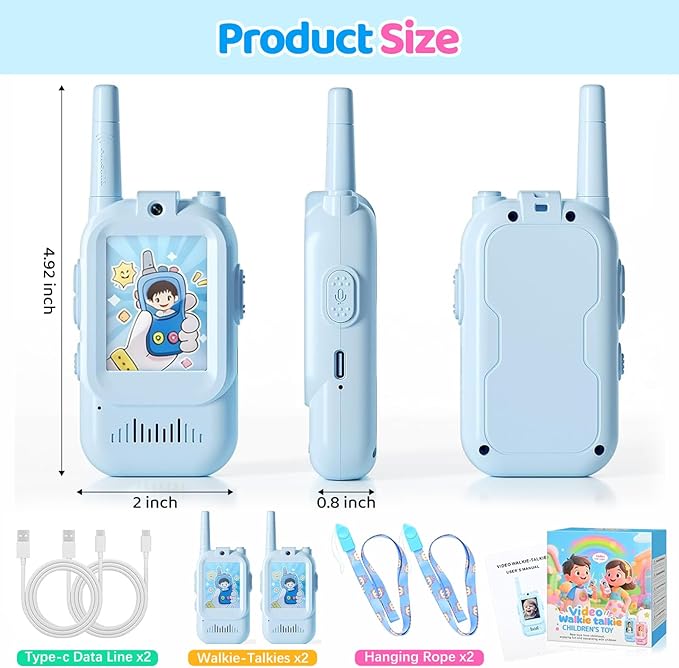 Video Walkie Talkies for Kids Toys, Birthday Gifts for Grandkids, 2 Pack HD Kids Walkie Talkies Long Range Toddler Camera Games, Parent-Child Interaction Girl Outdoor Toys