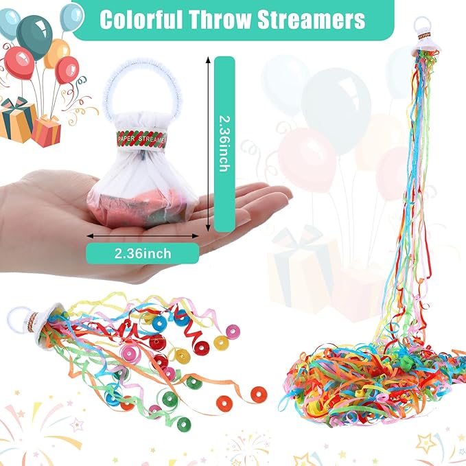 Civaner 30 Pcs Colorful No Mess Streamer Poppers for Wedding Confetti Hand Throw Streamers Paper Cracker for Wedding Celebrations Birthday Graduation Retirement Engagement Party Supplies Decor