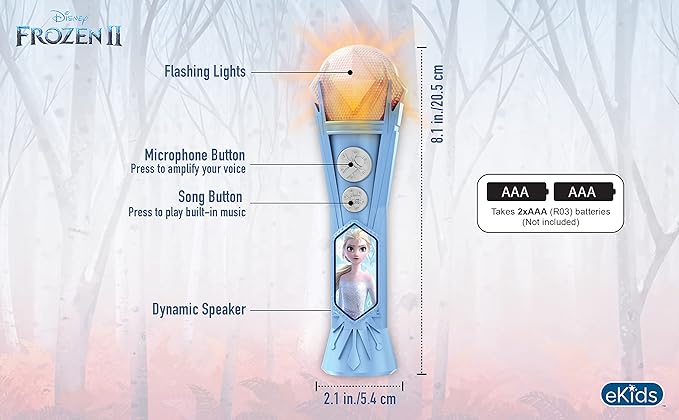 eKids Frozen Sing Along Microphone Toy for Kids with Built-in Music and Flashing Lights, Frozen Toys for Kids (Frozen 2020)