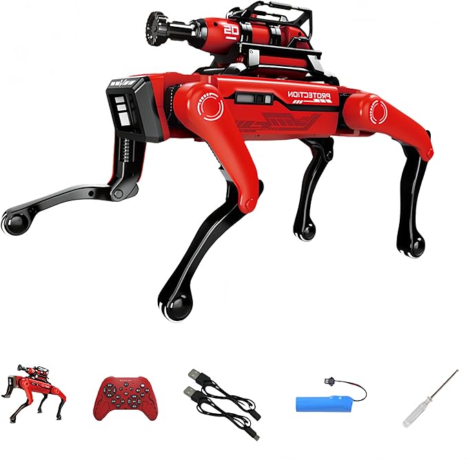 AI Robot Dog, STEM Educational Programmable Puppy with Voice & Remote Control, Lifelike Actions, Spray & Mechanical Arm for Interactive Play, for Kids