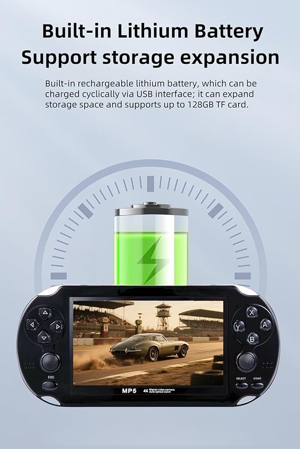 4.3-inch Dual-Rock Video Game Console Curved Appearance Built-in Multi-Simulator Portable Handheld Retro Game Supports Video/Music Playback Khildren's Toys Birthday (White)