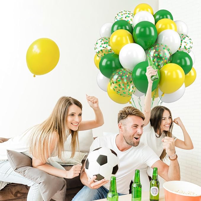 Paready Green and Yellow Balloons - 50 Pcs Confetti Balloons, 12 Inch Latex Balloons for Birthday Party, Graduation Class of 2024, Tractor Party Decorations