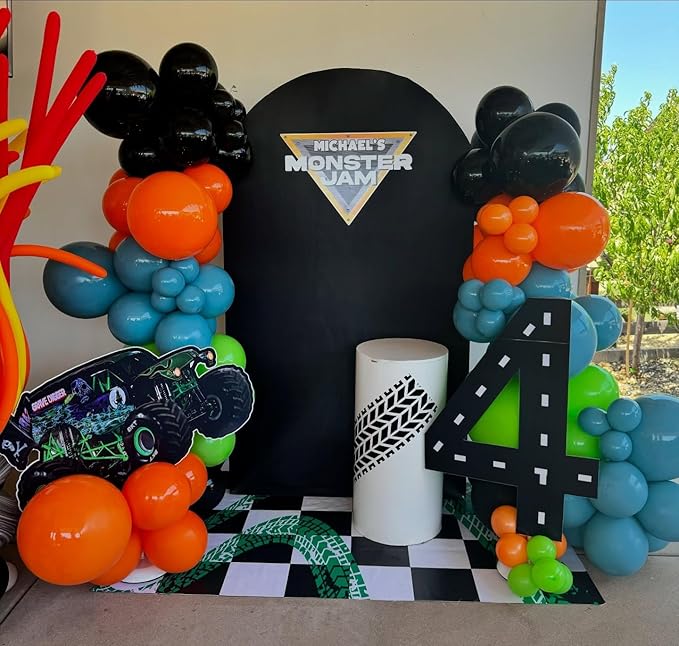 Black Green Orange Balloon Arch kit for Boys Hot Wheels Birthday Tots and Trucks Baby Shower Race Car Two Fast Monster Truck Party Decorations (Green Blue Orange)