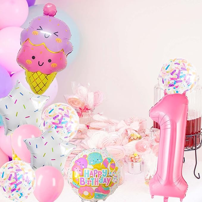 Pink Ice Cream Balloons, First Birthday Balloons, Sweet One Birthday Party Decorations, Ice Cream Balloon for Girls Birthday Party Decoration (1)