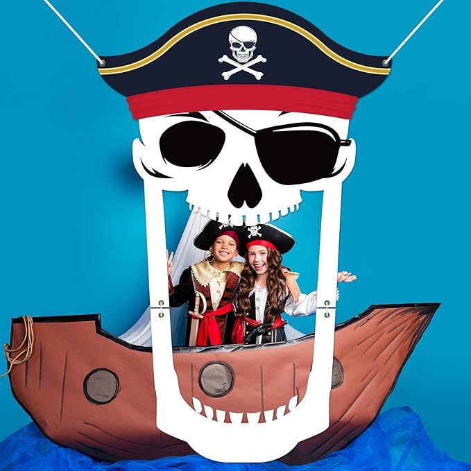 Pirate Party Porch Banner Pirate Theme Party Decorations Captain Hat Skull Door Hanging Banner Backdrop for Nautical Birthday Photo Booth Props Favor Supplies