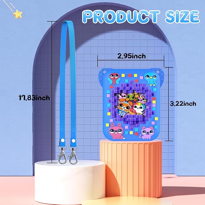 BEARDDO Silicone Cover Case for Bitzee Orginal Interactive Toy Digital Pet and Case, Protective Skin Sleeve with Lanyard for Bitzee Virtual Electronic Pets Accessories Kids Boys Girls (Blue)