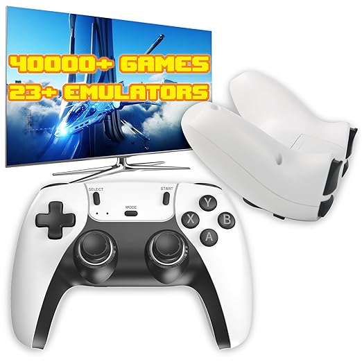Youngwants Plug & Play Video Game Console with 40000+ Games, Retro Game Console with 23+ Emulators Classic Games, Dual Controllers Birthday Gifts for Boys & Girls，4K HDMI TV Games