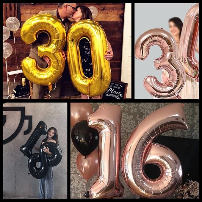 Happy Birthday Balloon Banner 40 inch 18 Balloon Number 16 Inch Happy Birthday Letters Balloons Black Foil Mylar Balloons for 18th Birthday Decorations Party Supplies