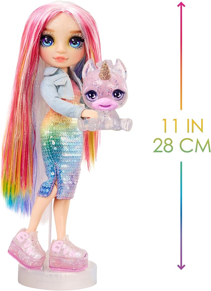 Rainbow High Amaya, Rainbow with Slime Kit & Pet, 11" Shimmer Posable Fashion Doll with DIY Sparkle Slime, Magical Yeti Pet, Fun Play Accessories, Great Toy Gift for Girls Kids Ages 4-12 Years