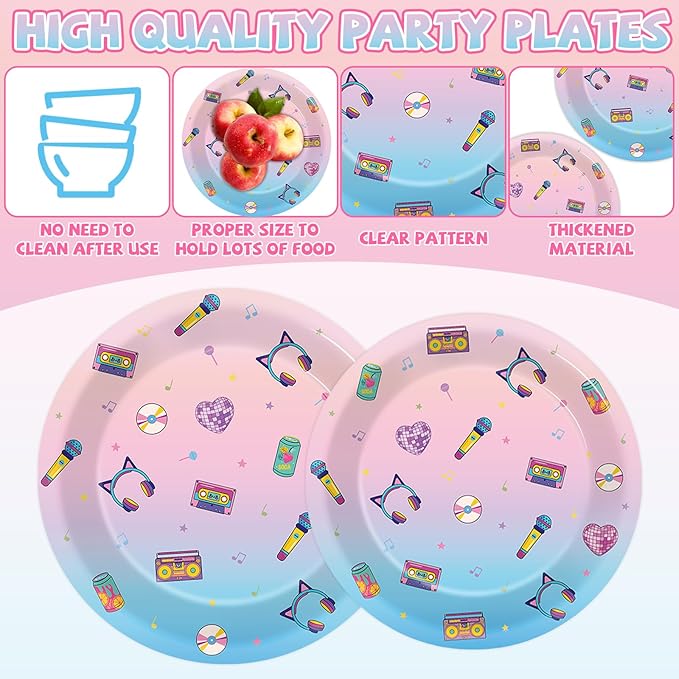 96pcs Demon Movie Paper Plates and Napkins Animations Theme Birthday Party Supplies Anime Demon Cartoon Disposable Dinnerware Tableware Set for Boy Girl Birthday Baby Shower Party Decoration Serve 24