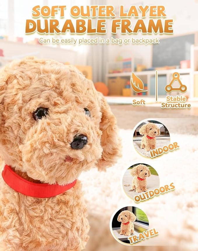 Orgone Robot Dog Lifelike Toy, Interactive Robot Dog with Touch Sensing Voice Music Mimic Leash Remote Soft Fur – Battery Powered Puppy (2PCS - A)