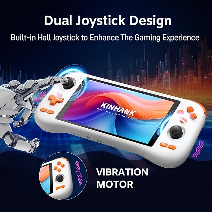 kinhank K56 Retro Handheld Game Console, Support 16000+ Games, Equipped with 128G TF Card, Android 14.0 System, Portable Retro Video Game Console, 5.5 Inch IPS Touch Screen, 2.4G/5G, BT 5.0 (128GB)