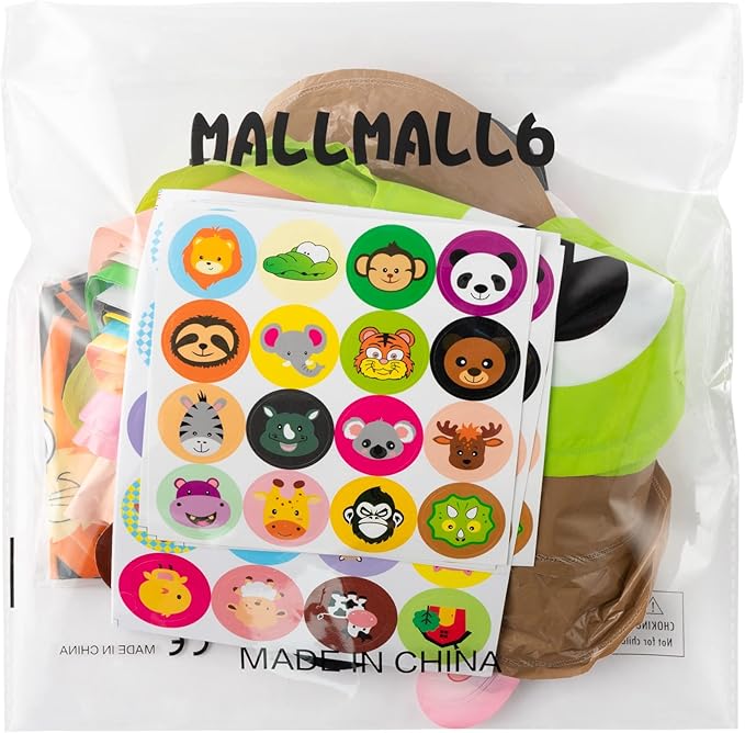 MALLMALL6 100p Zoo Animal Inflatable Headbands Wildlife Balloon Hair Hoop Include Forest Safari Farm Animals Jungle Theme Birthday Party Supplies with Animal Stickers Party Favors Costumes for Kids