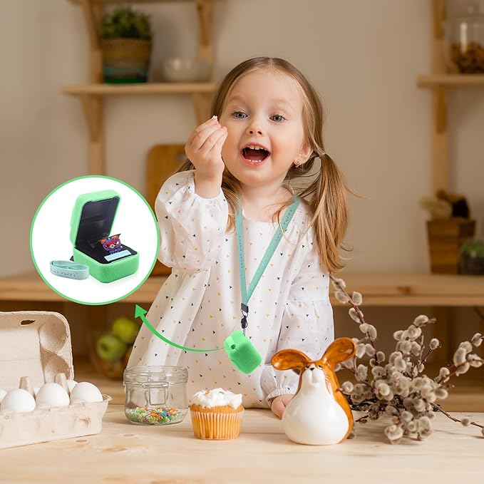 Silicone Cover Case for Bitzee Interactive Toy Digital Pet,Cases with Lanyard,Protective Case Holder Skin for Bitzee Virtual Electronic Pets for Girls & Boys (Green)