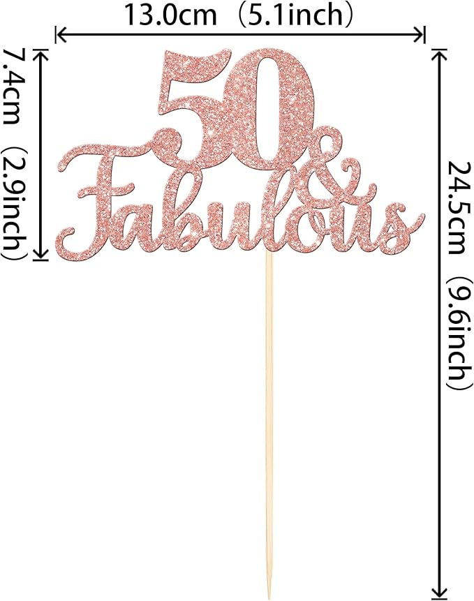 12 PCS 50 and Fabulous Centerpiece Sticks Double Sided Happy 50th Birthday Table Flower Centerpieces Sticks Cheers to 50 Floral Decorations for 50th Birthday Anniversary Party Supplies Rose Gold