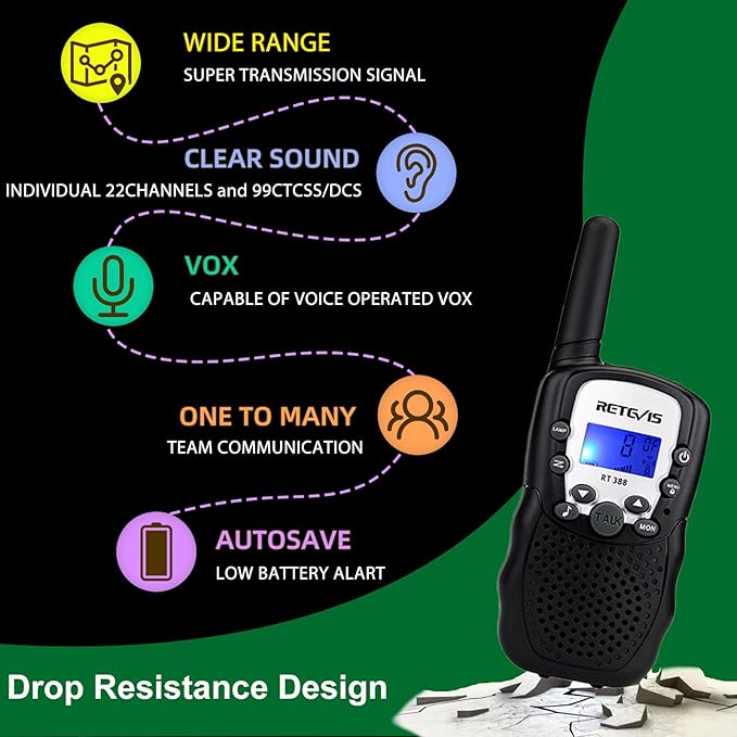 Retevis RT388 Walkie Talkies for Kids Toys Gifts for Outside Trip Camping Hiking Bundle with EZTalk 80 Walkie Talkies for Kids, STEM Kits DIY Toys for Boys Girls Ages 6-12 Christmas Stocking Stuffers